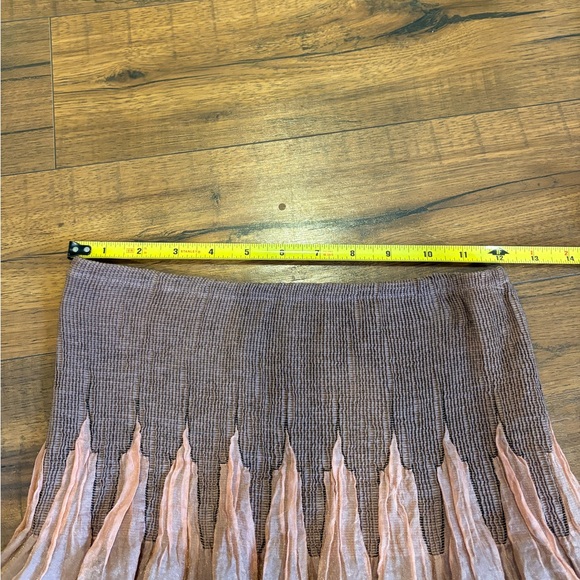 LAPIS Women's O/S Maxi Skirt/Strapless Peasant Dress Crinkle Smocked Pink blush - Picture 4 of 7